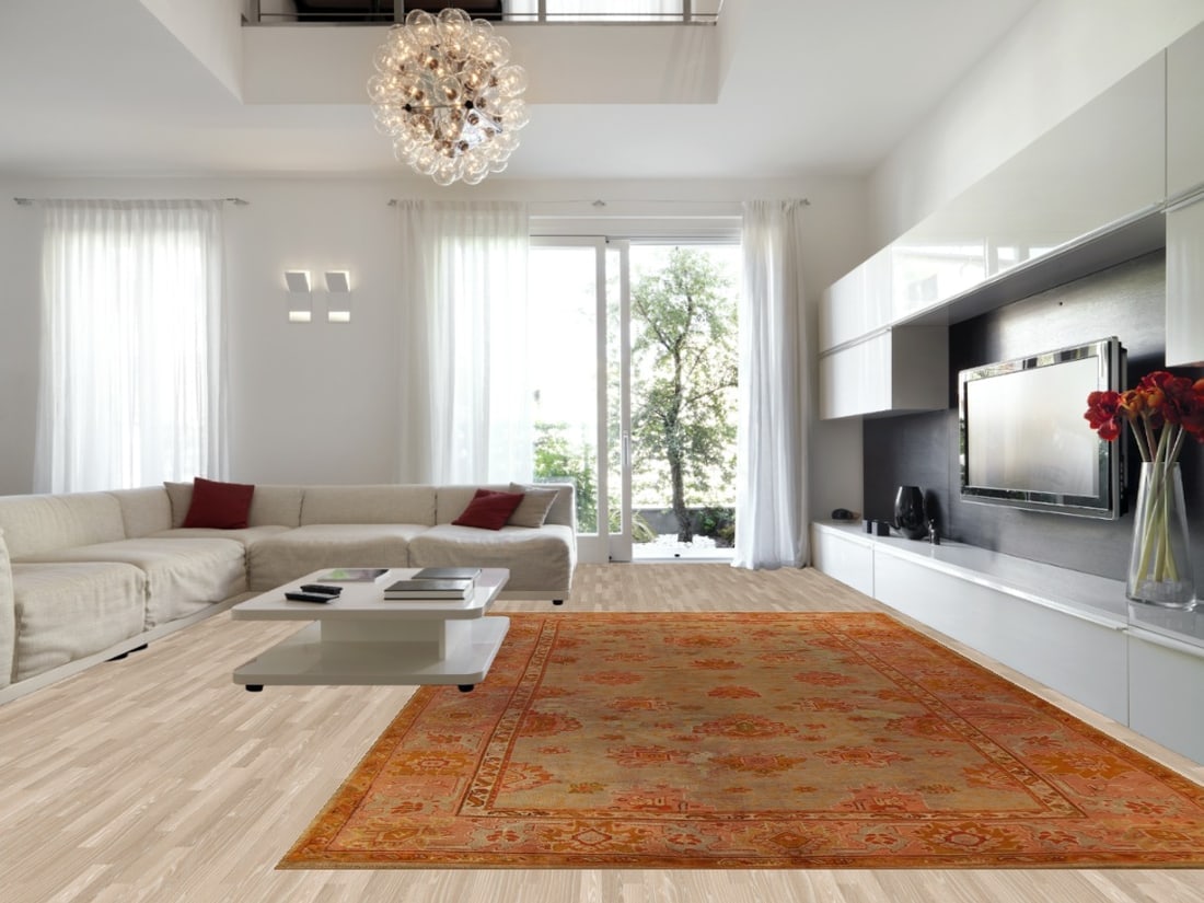 Pre-1900 Antique Vegetable Dye Oushak Turkish Rug 10x17 - 2