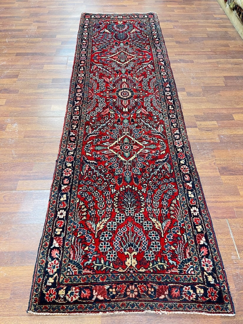 Antique Persian Hamadan Runner-4974: Title:Antique Persian Hamadan Runner-4974 Description:Antique persian Hamadan runner with a sarouk design, from west of Persia, size 2 ft. 8 inches by 9 ft. 2 inches ,circa 19320, excellent condition