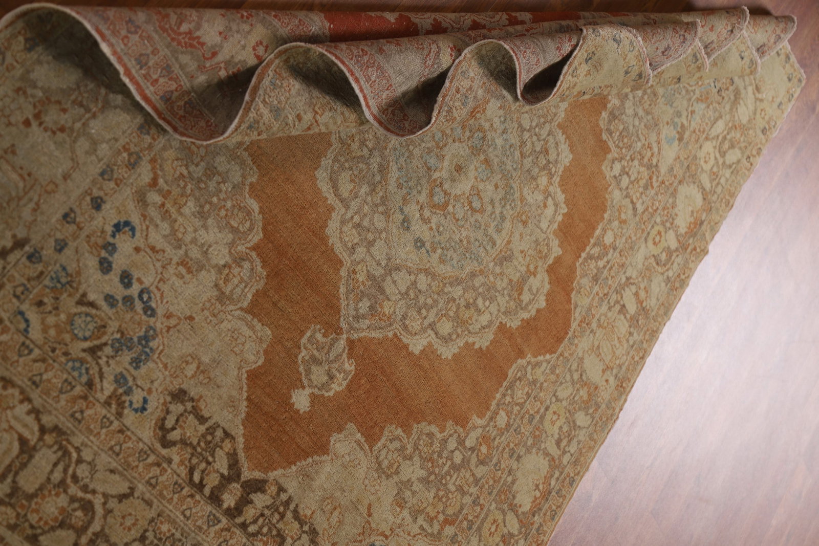 Pre-1900 Antique Tabriz Haj Jalili Vegetable Dye Persian Rug 4x5 - 19