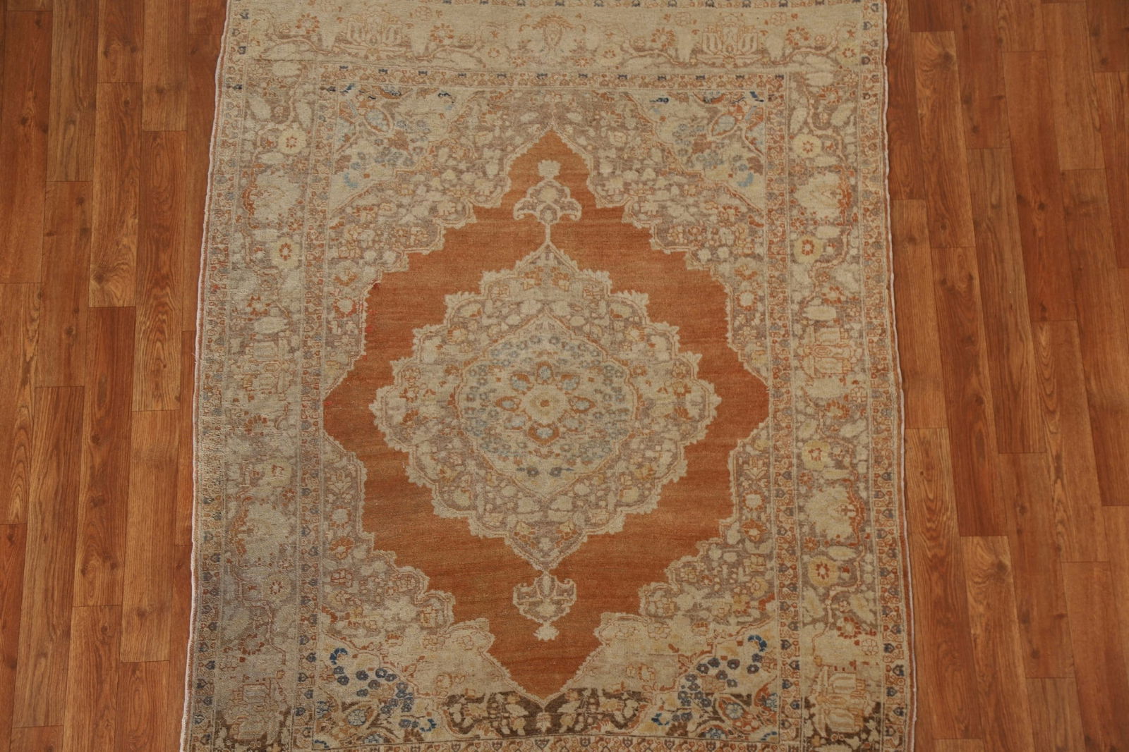 Pre-1900 Antique Tabriz Haj Jalili Vegetable Dye Persian Rug 4x5 - 4