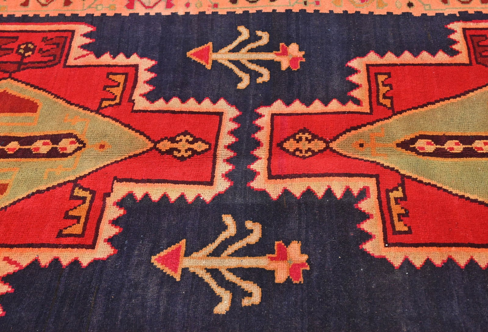 Vintage Geometric Tribal 5X10'5 Runner Oriental Rug - 7