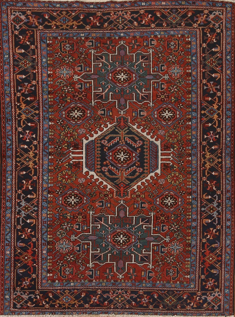 Antique Vegetable Dye Gharajeh Persian Area Rug 5x6 (1 of 20)
