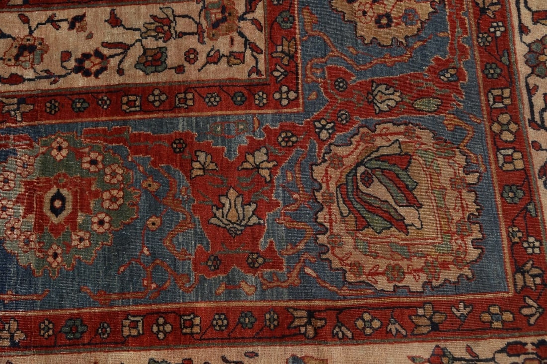 Pre-1900 Antique Vegetable Dye Sarouk Farahan Persian Rug 20x30 - 12