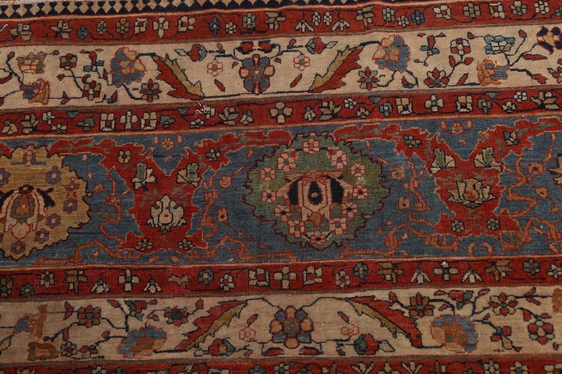 Pre-1900 Antique Vegetable Dye Sarouk Farahan Persian Rug 20x30 - 13