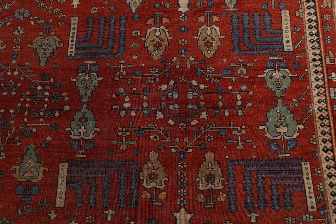 Pre-1900 Antique Vegetable Dye Sarouk Farahan Persian Rug 20x30 - 14