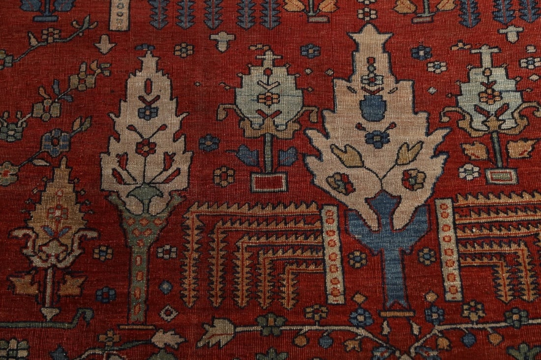 Pre-1900 Antique Vegetable Dye Sarouk Farahan Persian Rug 20x30 - 15