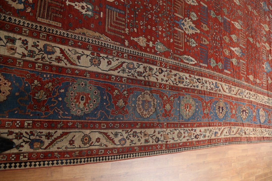 Pre-1900 Antique Vegetable Dye Sarouk Farahan Persian Rug 20x30 - 16