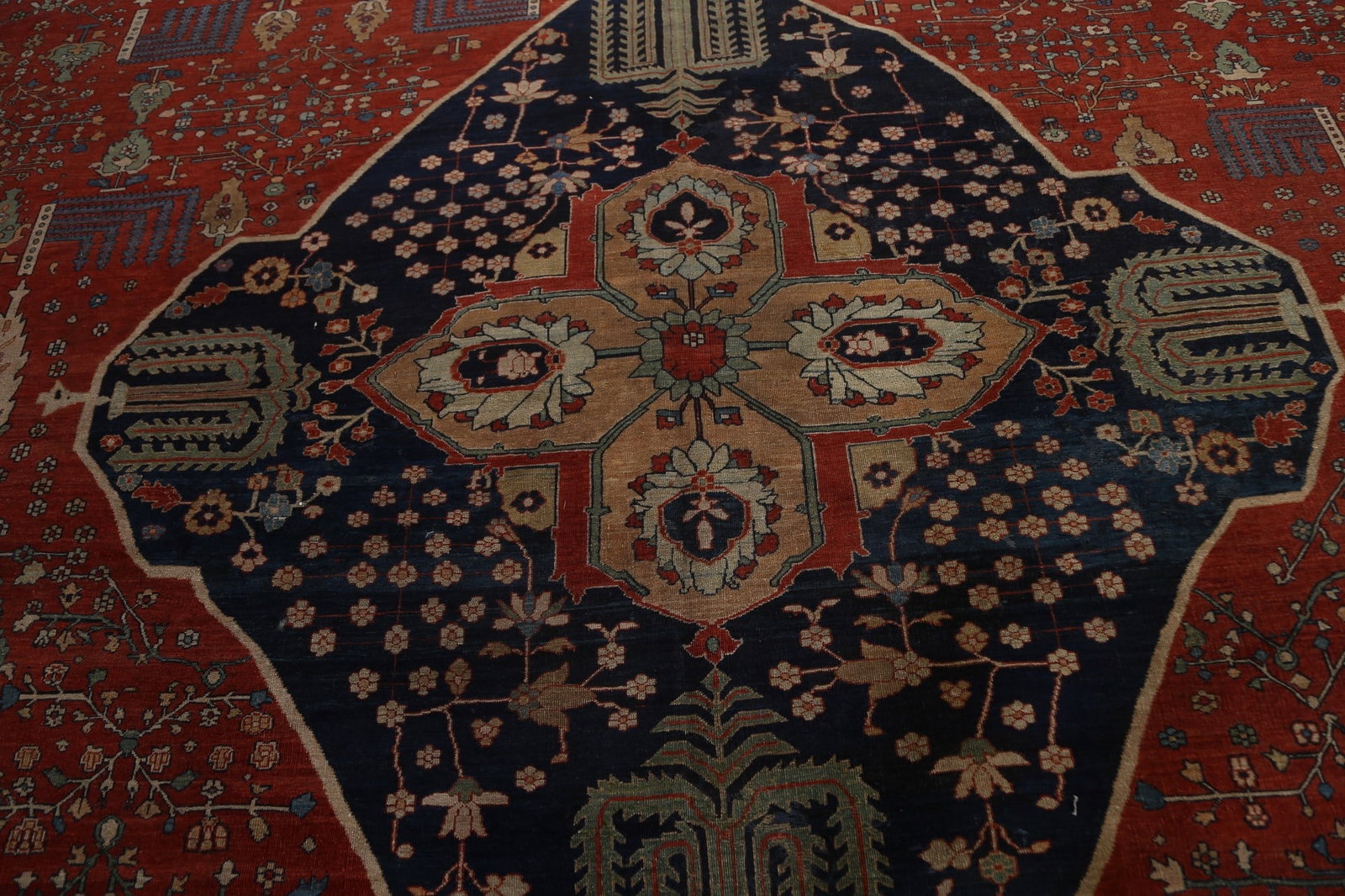 Pre-1900 Antique Vegetable Dye Sarouk Farahan Persian Rug 20x30 - 18