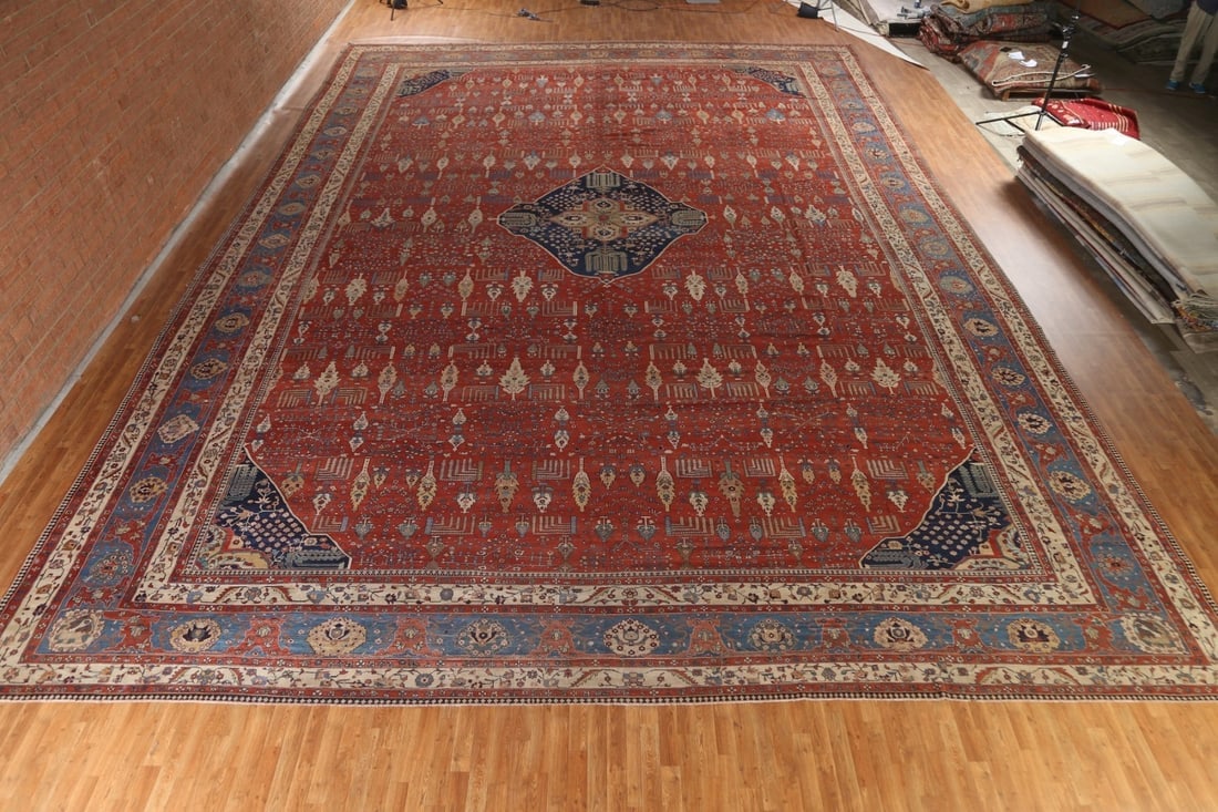 Pre-1900 Antique Vegetable Dye Sarouk Farahan Persian Rug 20x30 - 3