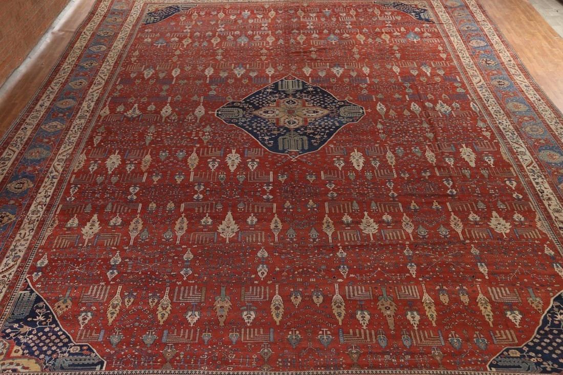 Pre-1900 Antique Vegetable Dye Sarouk Farahan Persian Rug 20x30 - 4
