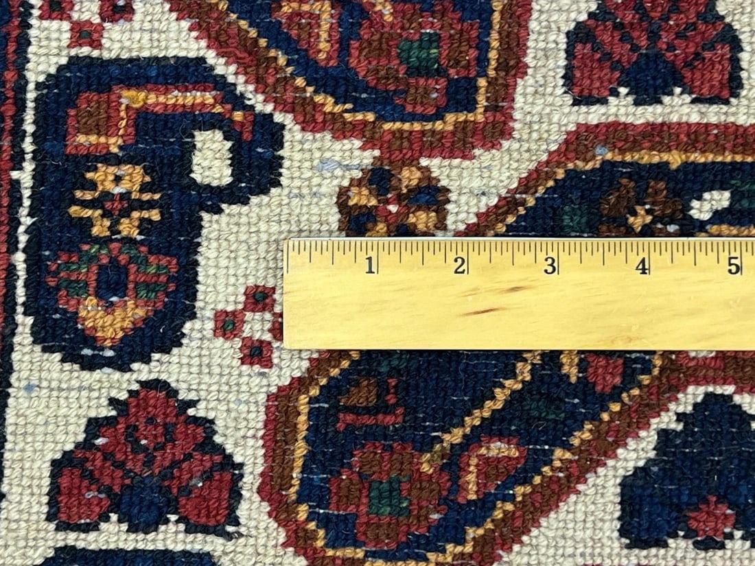 Hand-Knotted Semi-Antique Persian Sirjan Paisley Ivory Wool Oriental Rug 5'5" x 7'2" - 9