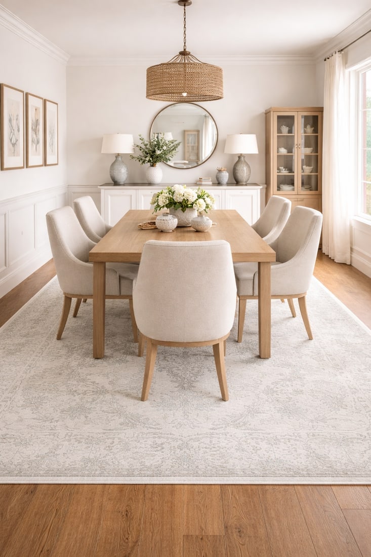 Antique Muted Beige Floral 7X10 Distressed Vintage Oriental Rug - 2