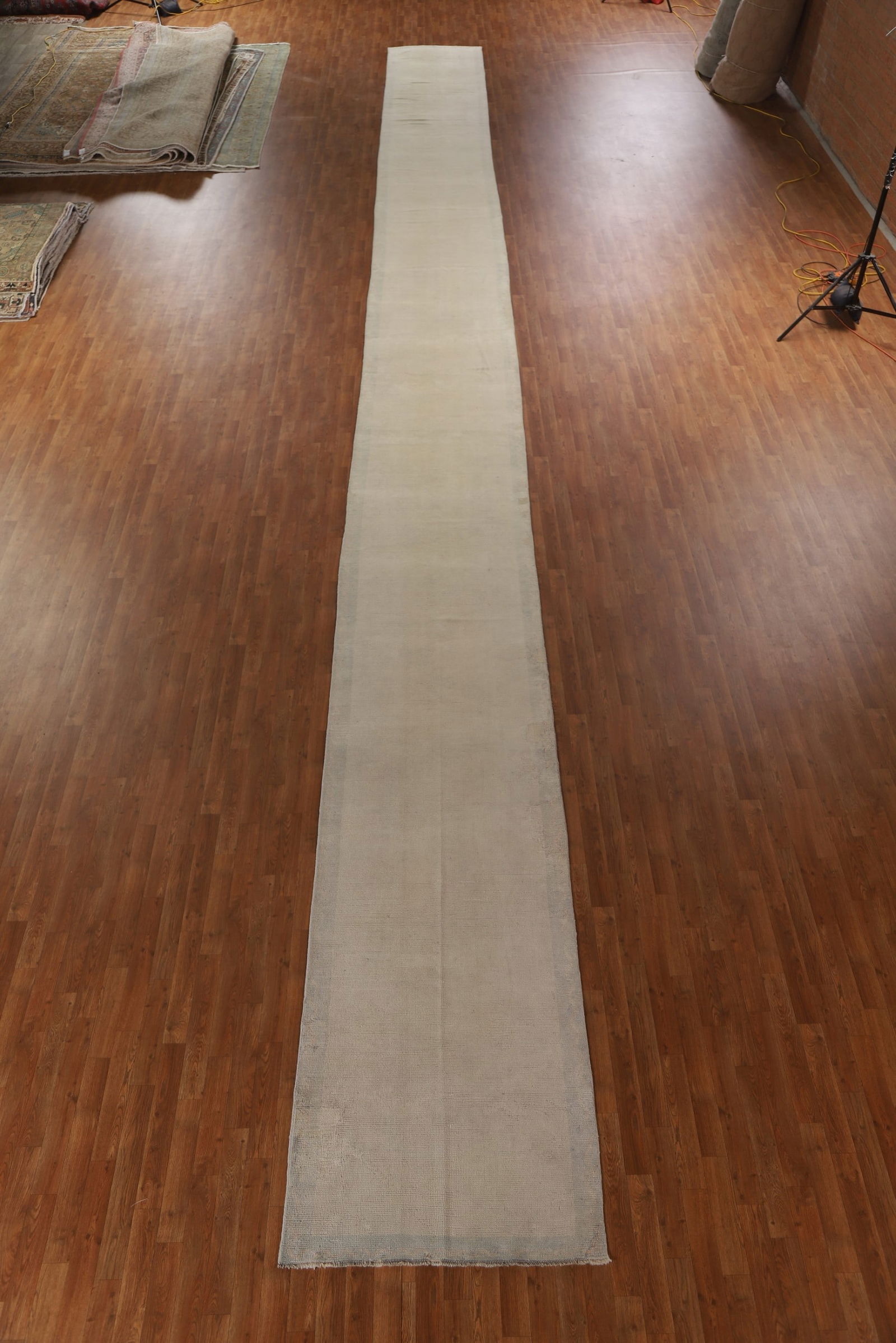 Antique Vegetable Dye Oushak Turkish Runner Rug 3x40 - 3