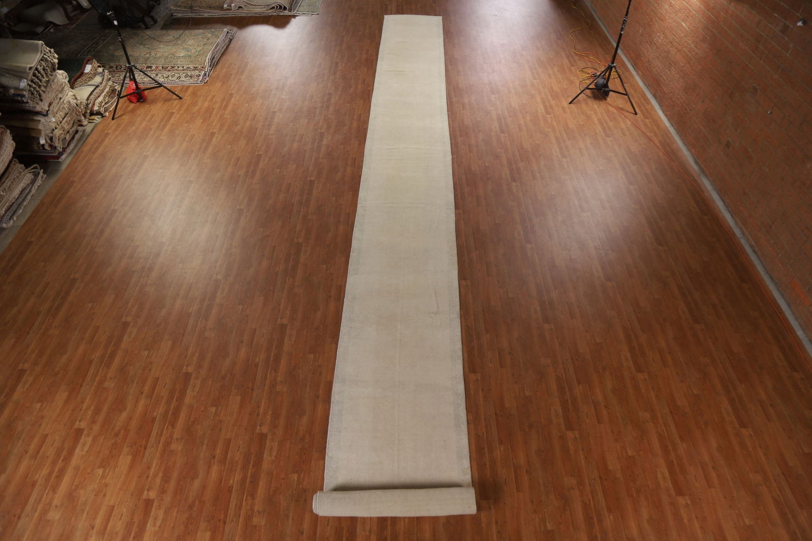 Antique Vegetable Dye Oushak Turkish Runner Rug 3x40 - 4