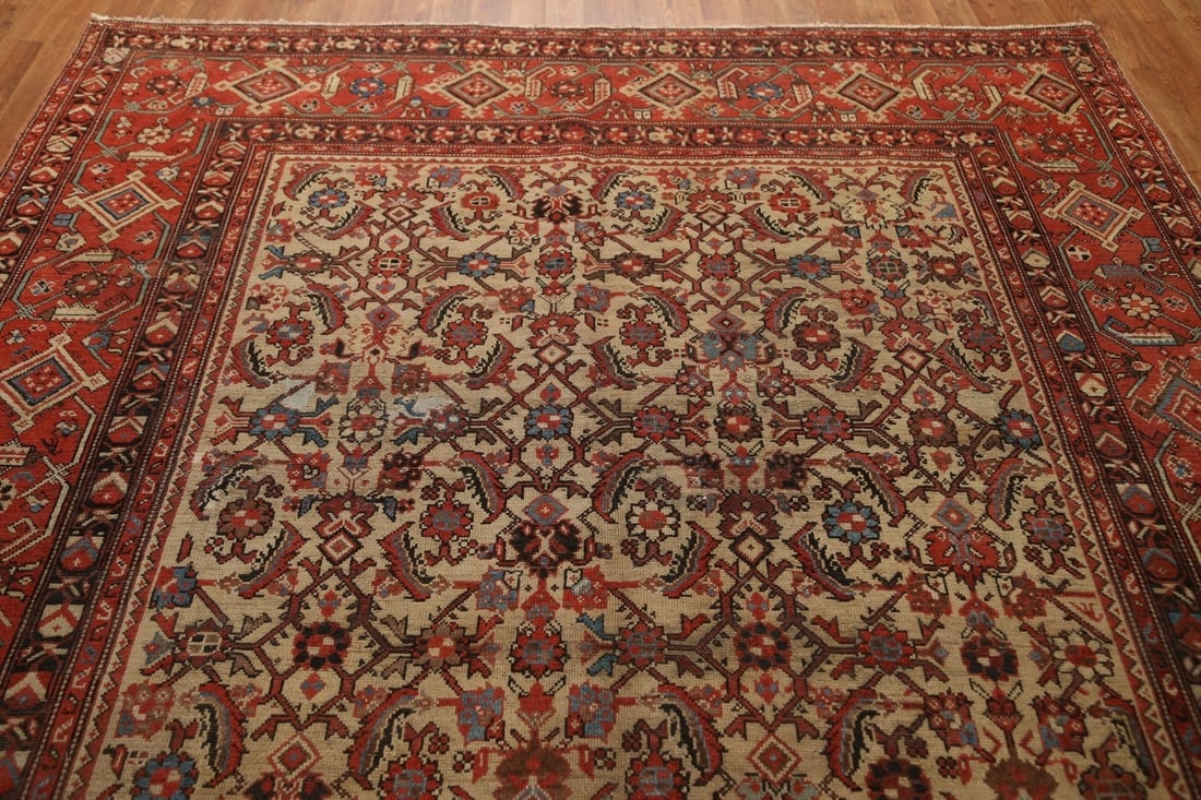 Pre-1900 Antique Vegetable Dye Heriz Bakhshayesh Persian Rug 7x13 - 17
