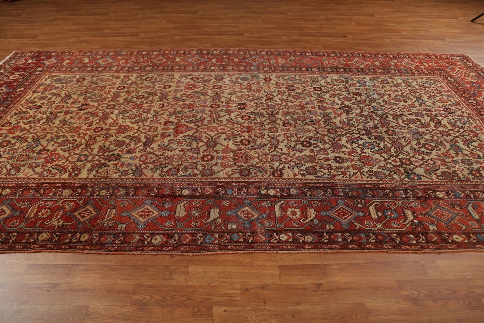 Pre-1900 Antique Vegetable Dye Heriz Bakhshayesh Persian Rug 7x13 - 19