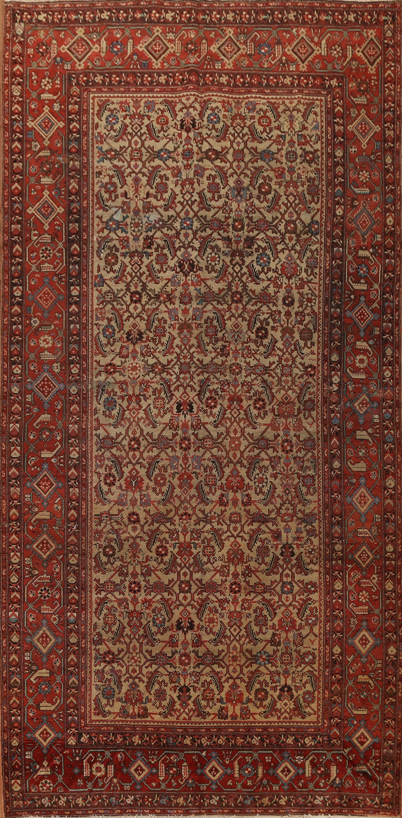 Pre-1900 Antique Vegetable Dye Heriz Bakhshayesh Persian Rug 7x13 (1 of 20)