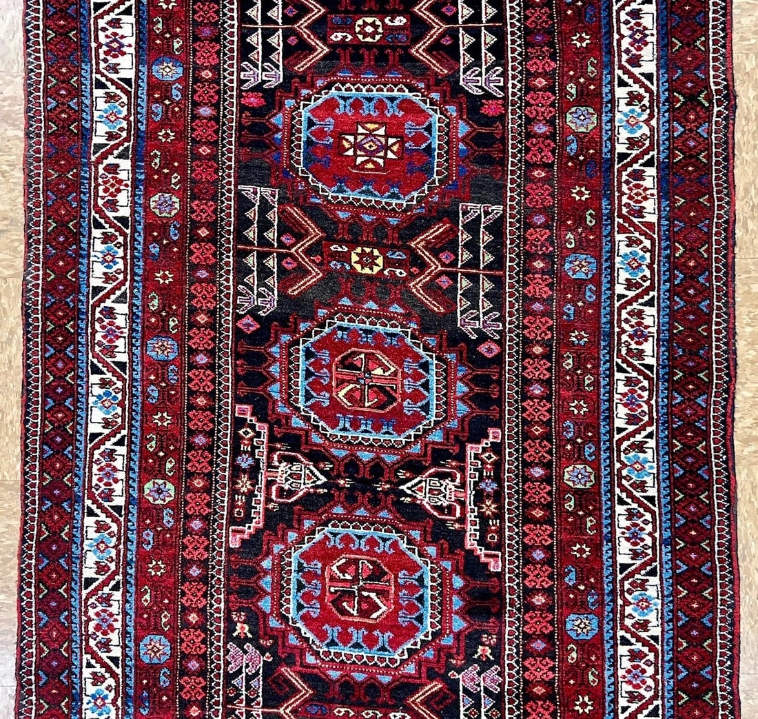 Hand-Knotted Antique Persian Balouch Tribal Runner Wool Rug 3'5" x 9'5" - 8