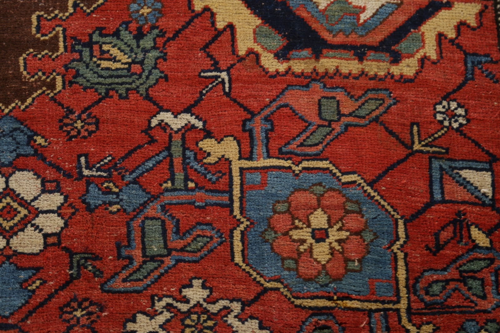 Pre-1900 Antique Vegetable Dye Bidjar Halvaei Persian Rug 8x12 - 12