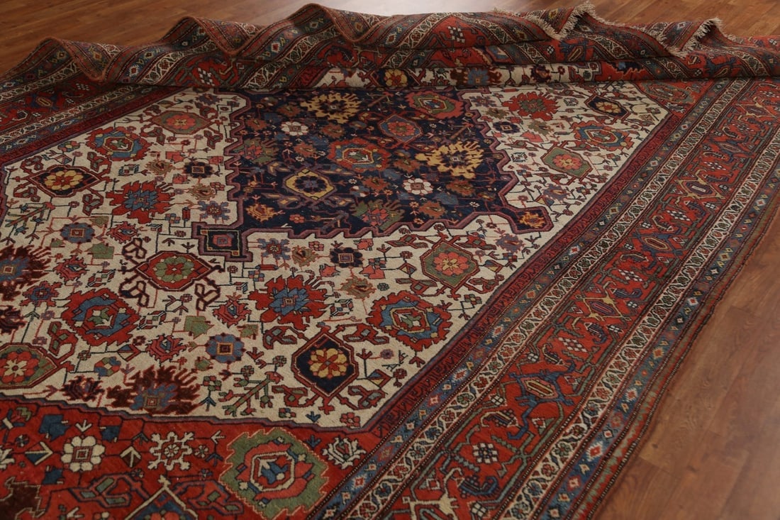 Pre-1900 Antique Vegetable Dye Bidjar Halvaei Persian Rug 8x12 - 20