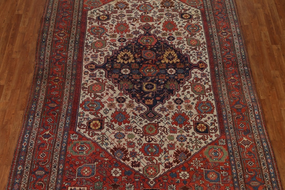 Pre-1900 Antique Vegetable Dye Bidjar Halvaei Persian Rug 8x12 - 4