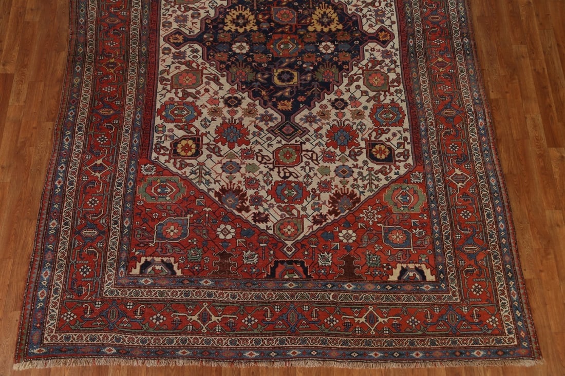 Pre-1900 Antique Vegetable Dye Bidjar Halvaei Persian Rug 8x12 - 6