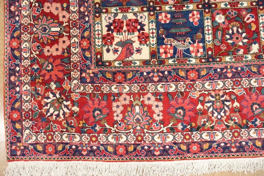 Hand-Knotted Semi-Antique Persian Bakhtiari Wool Tribal Garden Oriental Rug 8'9" x 12'1" - 12