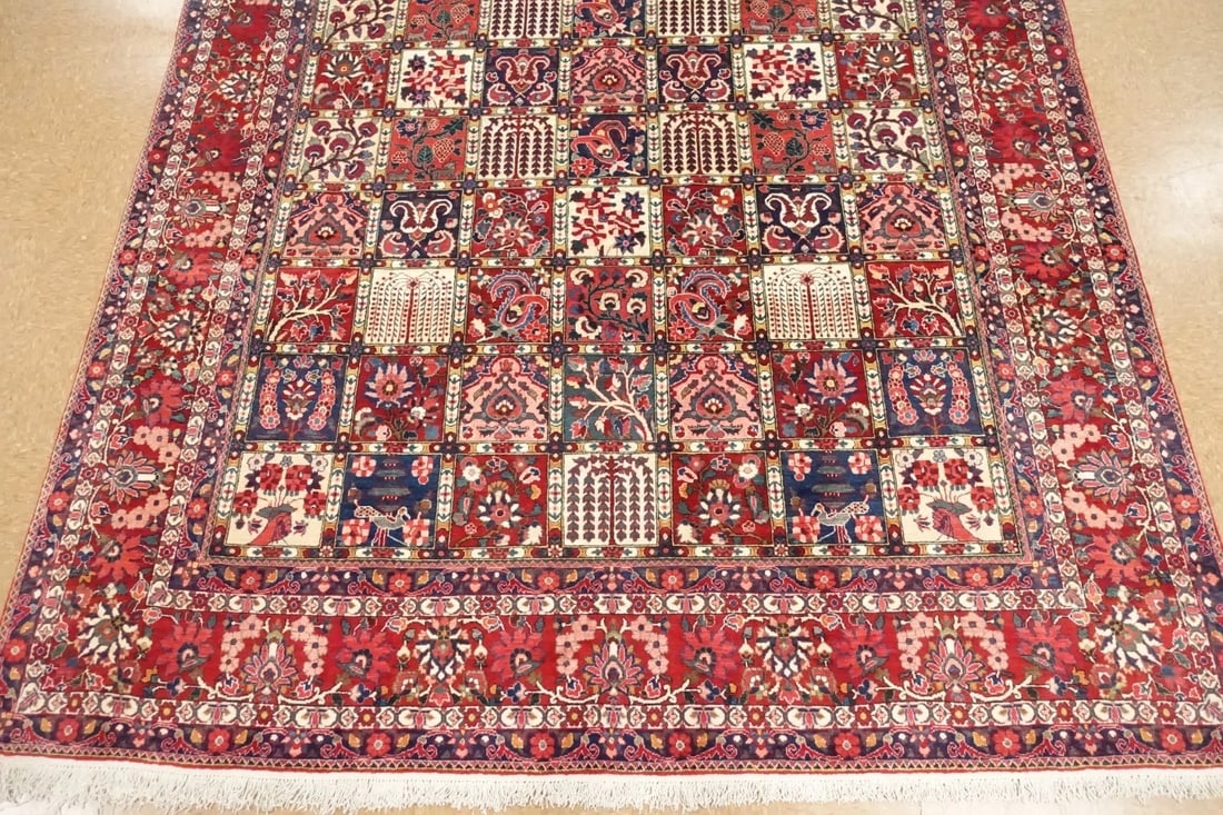 Hand-Knotted Semi-Antique Persian Bakhtiari Wool Tribal Garden Oriental Rug 8'9" x 12'1" - 4