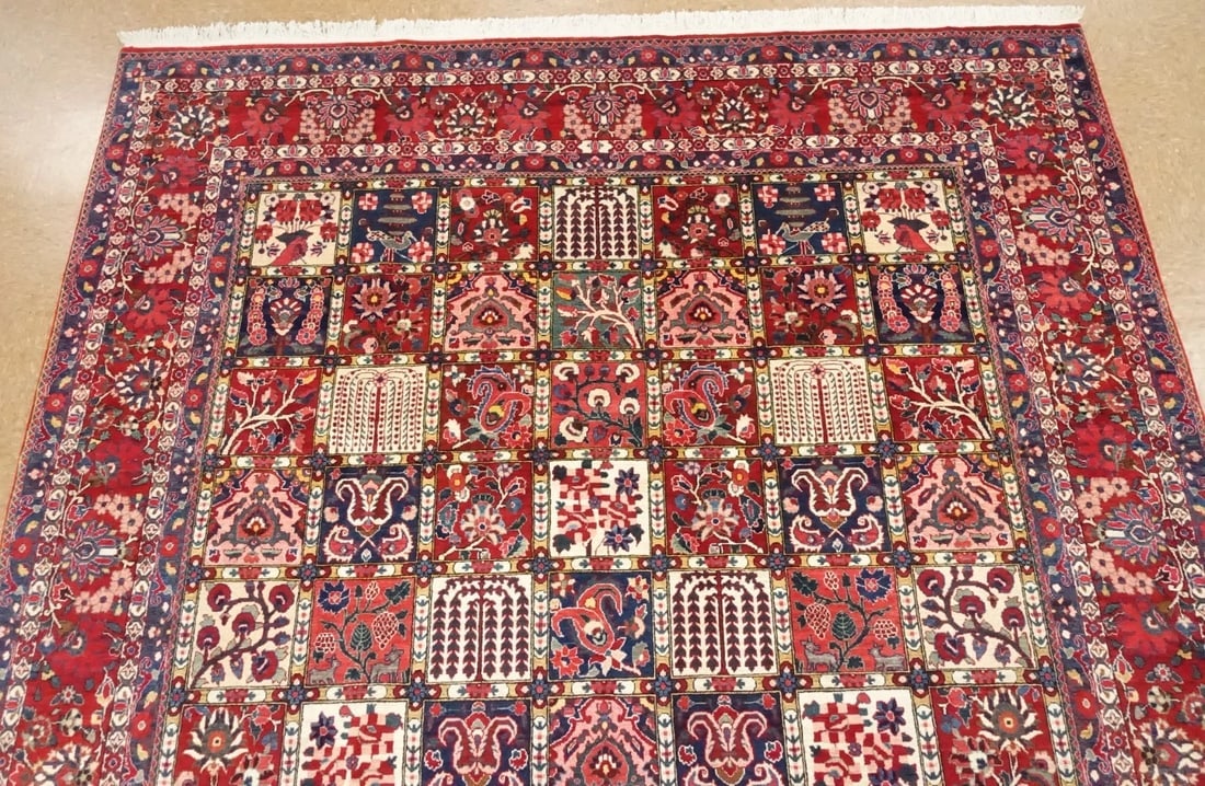 Hand-Knotted Semi-Antique Persian Bakhtiari Wool Tribal Garden Oriental Rug 8'9" x 12'1" - 6