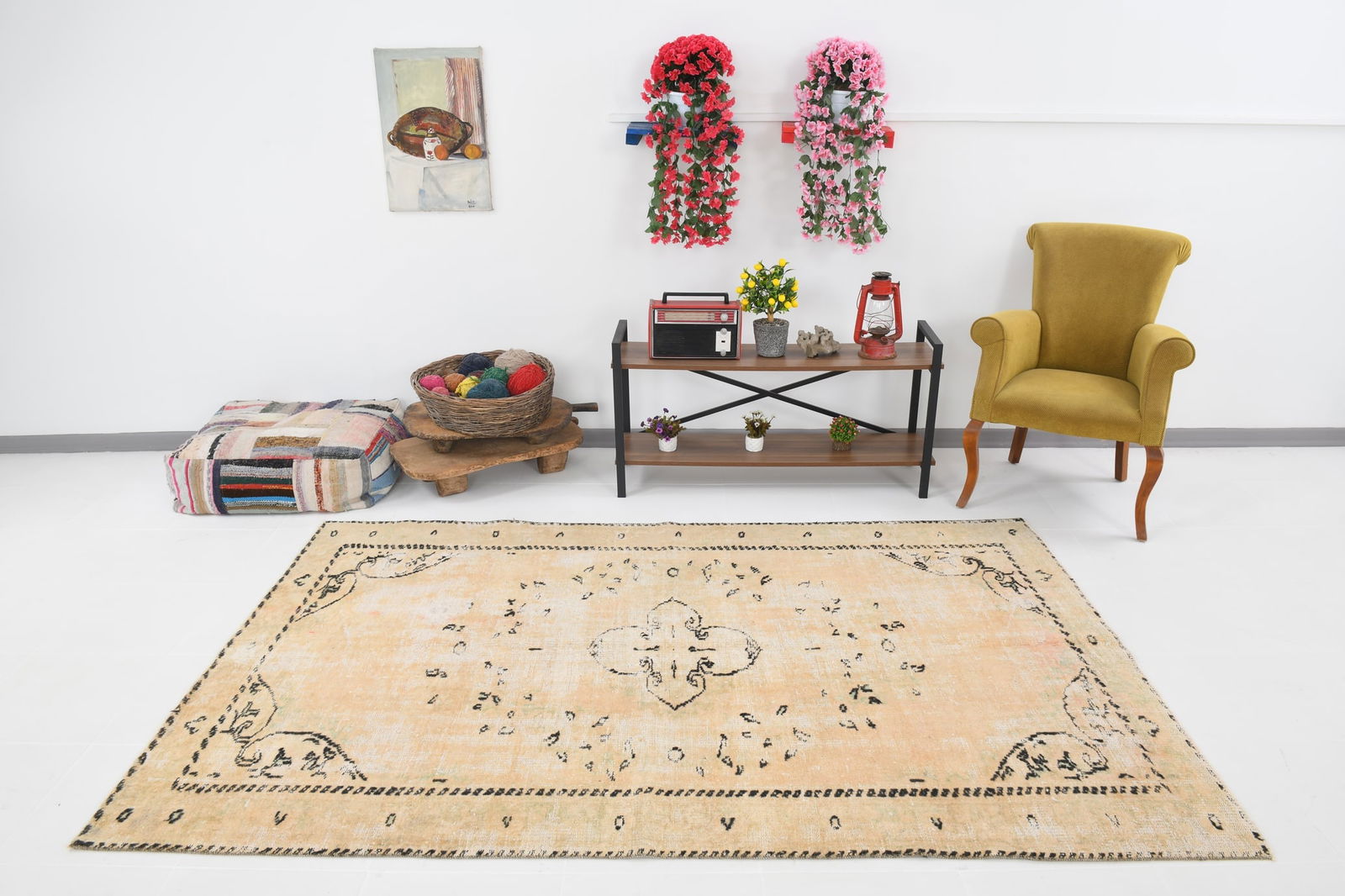 5'5'' x 8'3'' Handmade Vintage Wool Rug - 4984 - 5