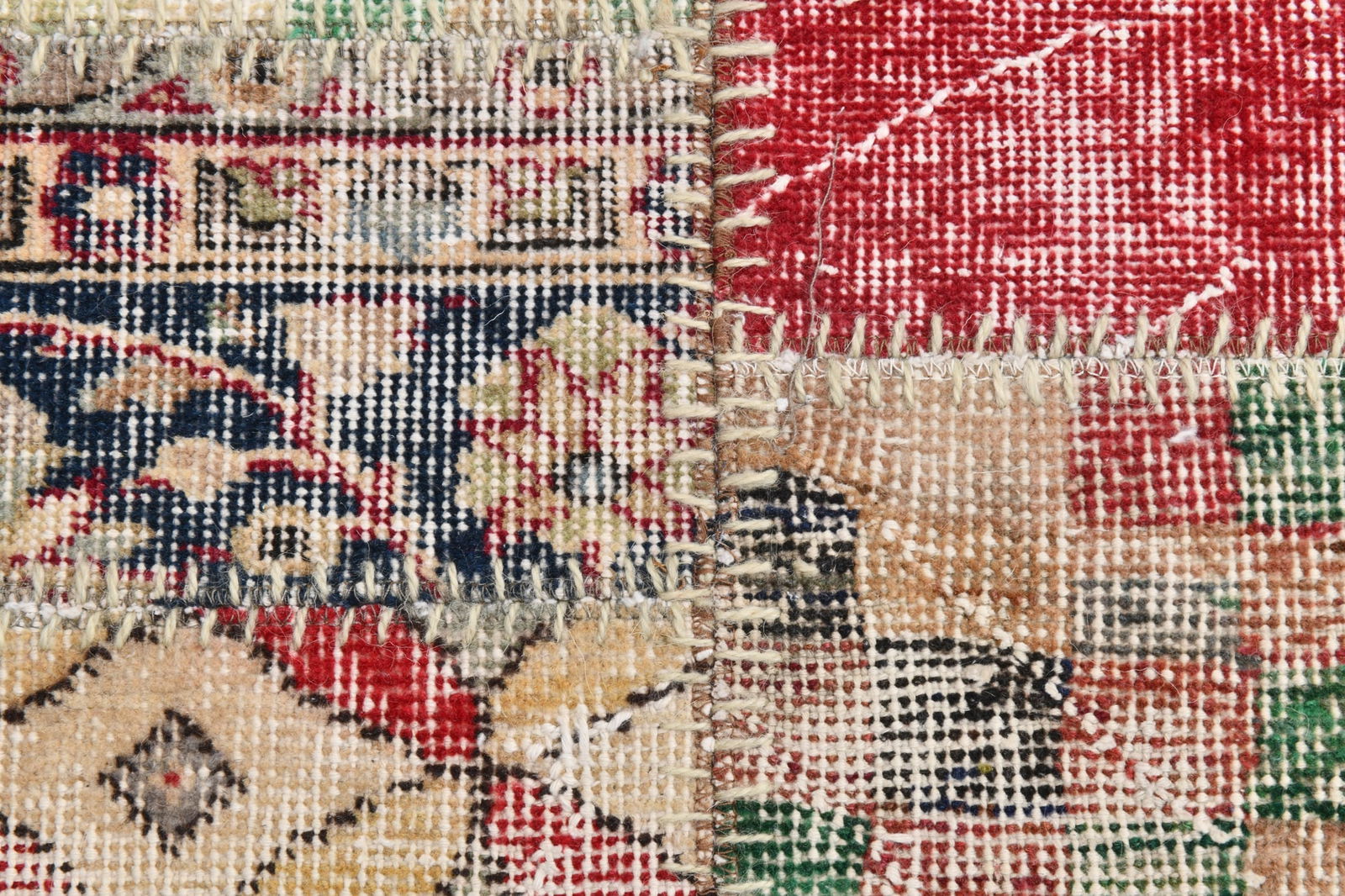 2'2'' x 7'10'' Handmade Vintage Wool Patchwork Rug - 21607 - 11