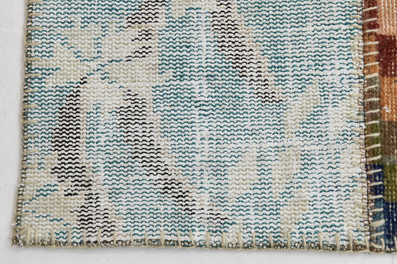 2'2'' x 7'10'' Handmade Vintage Wool Patchwork Rug - 21607 - 14