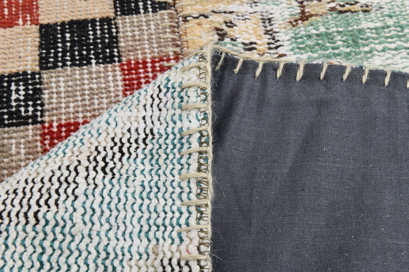 2'2'' x 7'10'' Handmade Vintage Wool Patchwork Rug - 21607 - 17