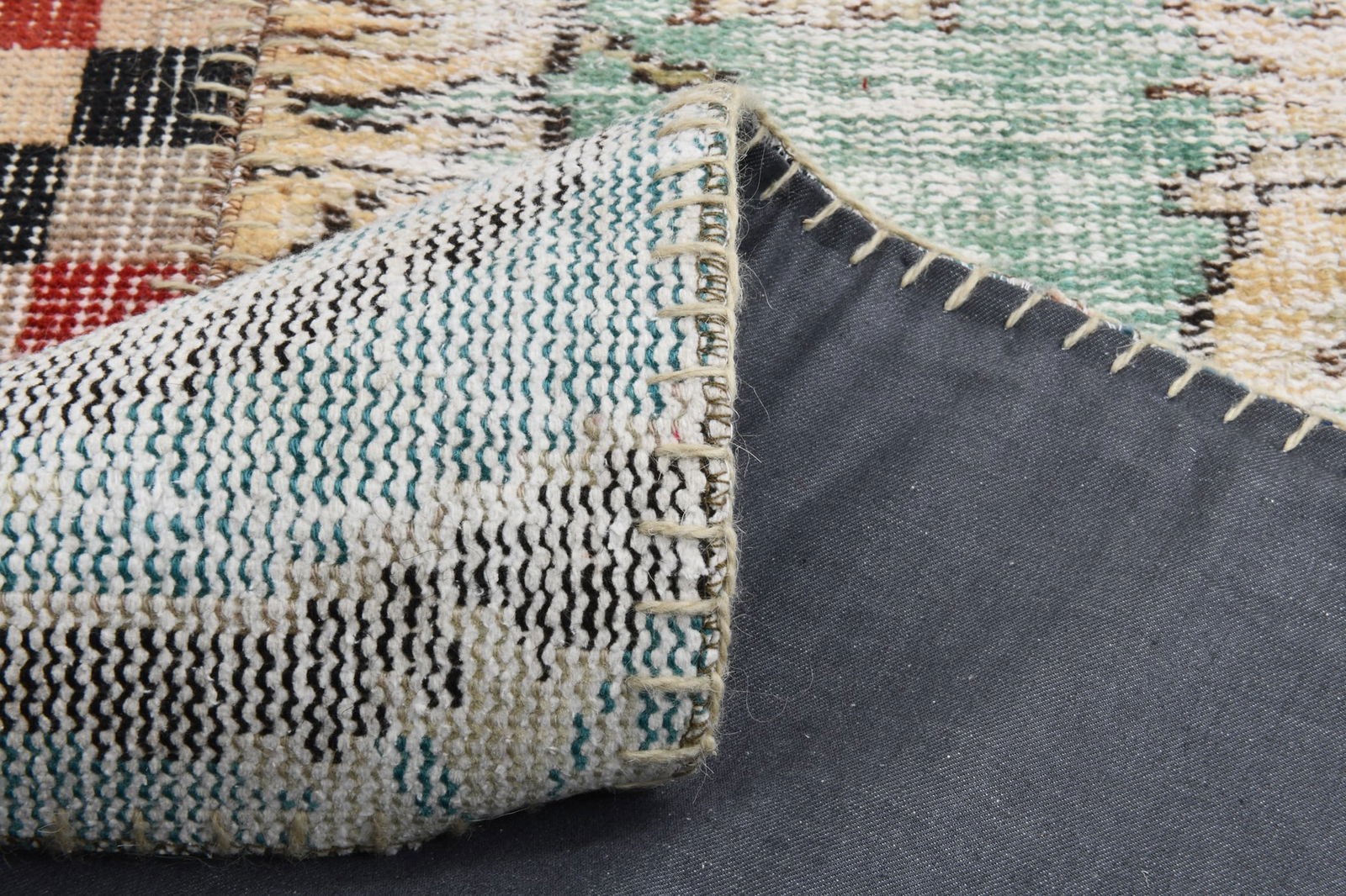 2'2'' x 7'10'' Handmade Vintage Wool Patchwork Rug - 21607 - 18