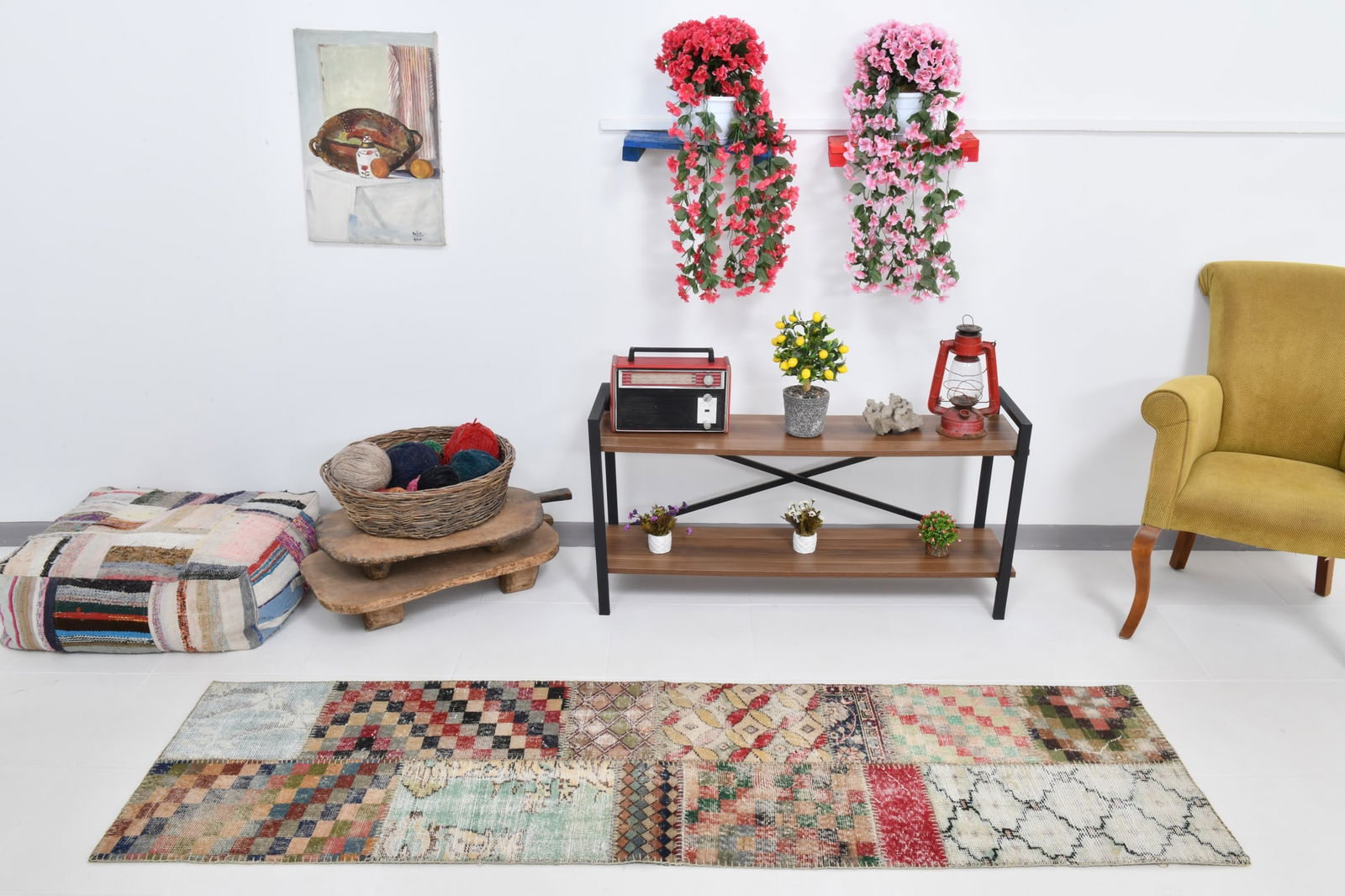 2'2'' x 7'10'' Handmade Vintage Wool Patchwork Rug - 21607 - 5