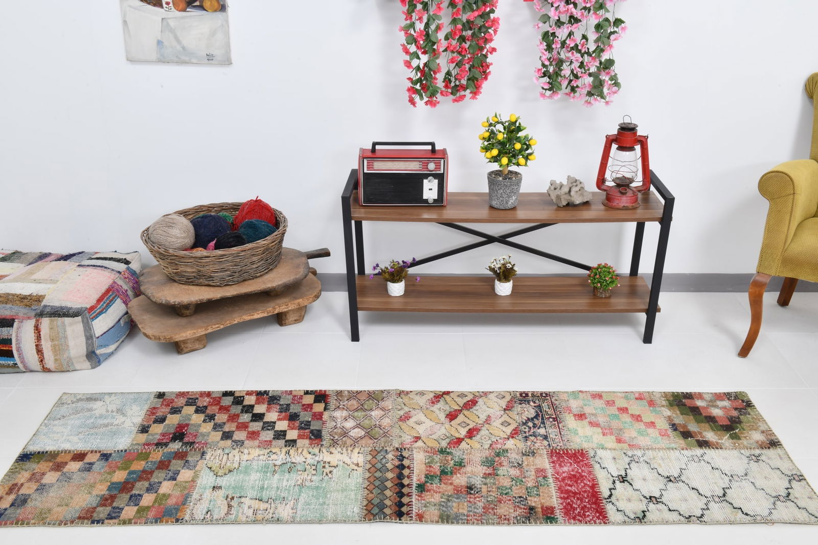 2'2'' x 7'10'' Handmade Vintage Wool Patchwork Rug - 21607 - 6