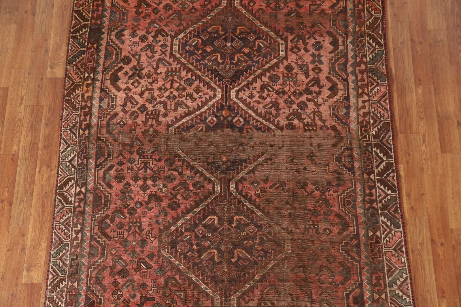 Antique Distressed Pink Qashqai Persian Rug 5x7 - 4