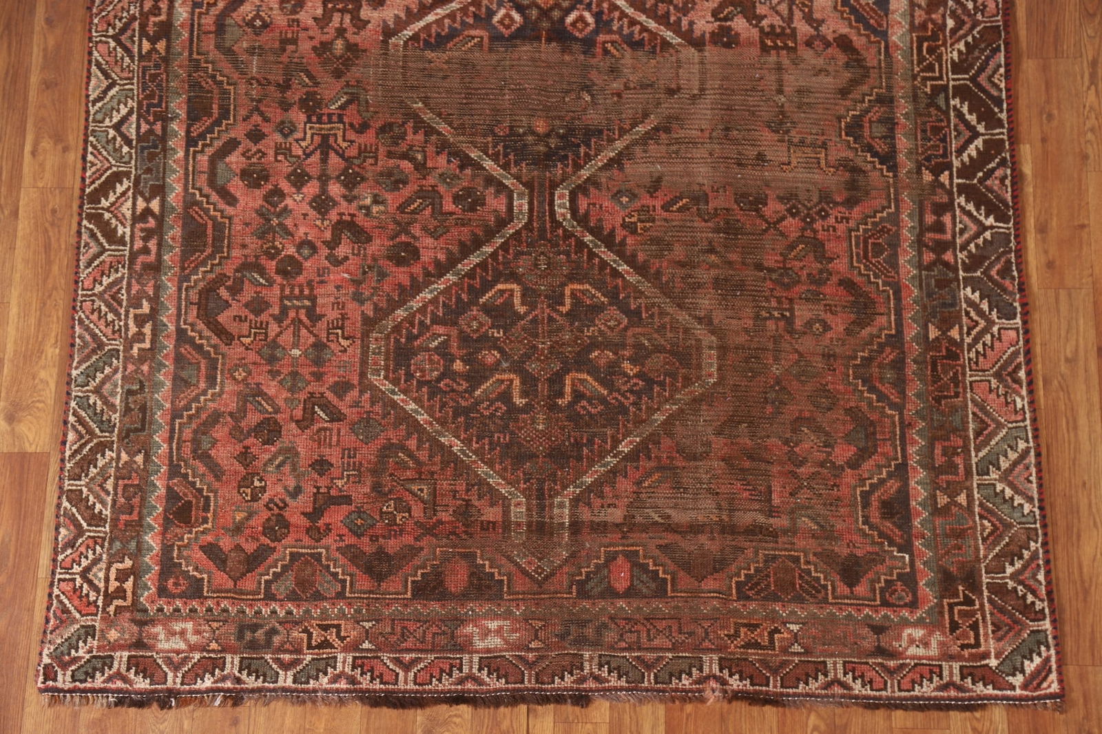 Antique Distressed Pink Qashqai Persian Rug 5x7 - 6