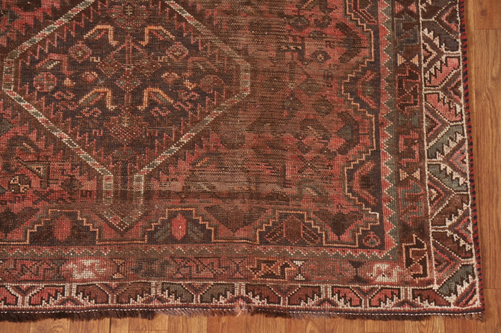 Antique Distressed Pink Qashqai Persian Rug 5x7 - 7