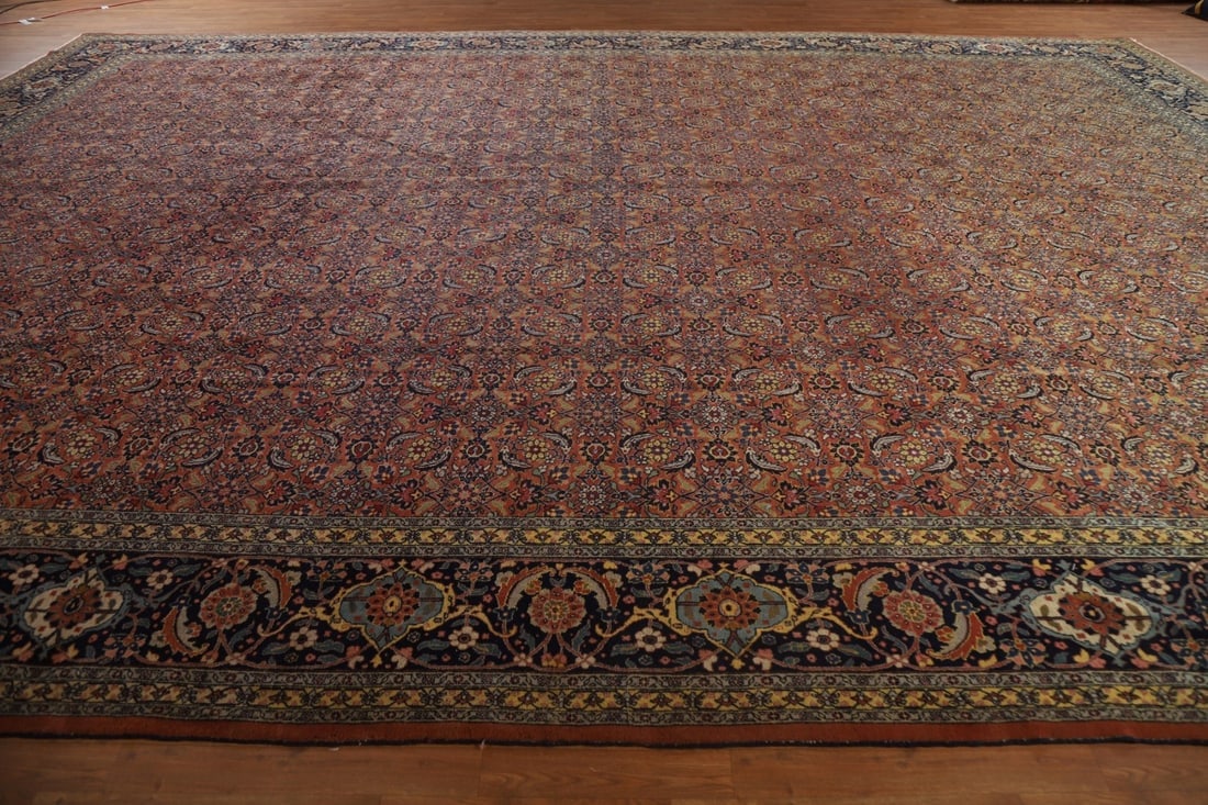 Pre-1900 Antique Vegetable Dye Tabriz Large Persian Rug 15x21 - 18