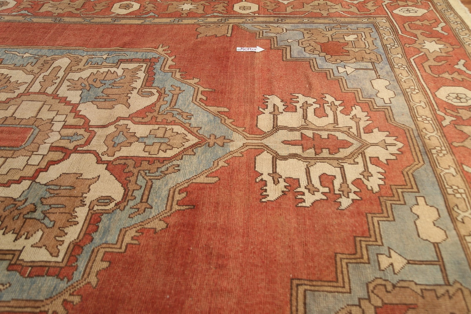 Antique Vegetable Dye Oushak Turkish Large Rug 11x16 - 17