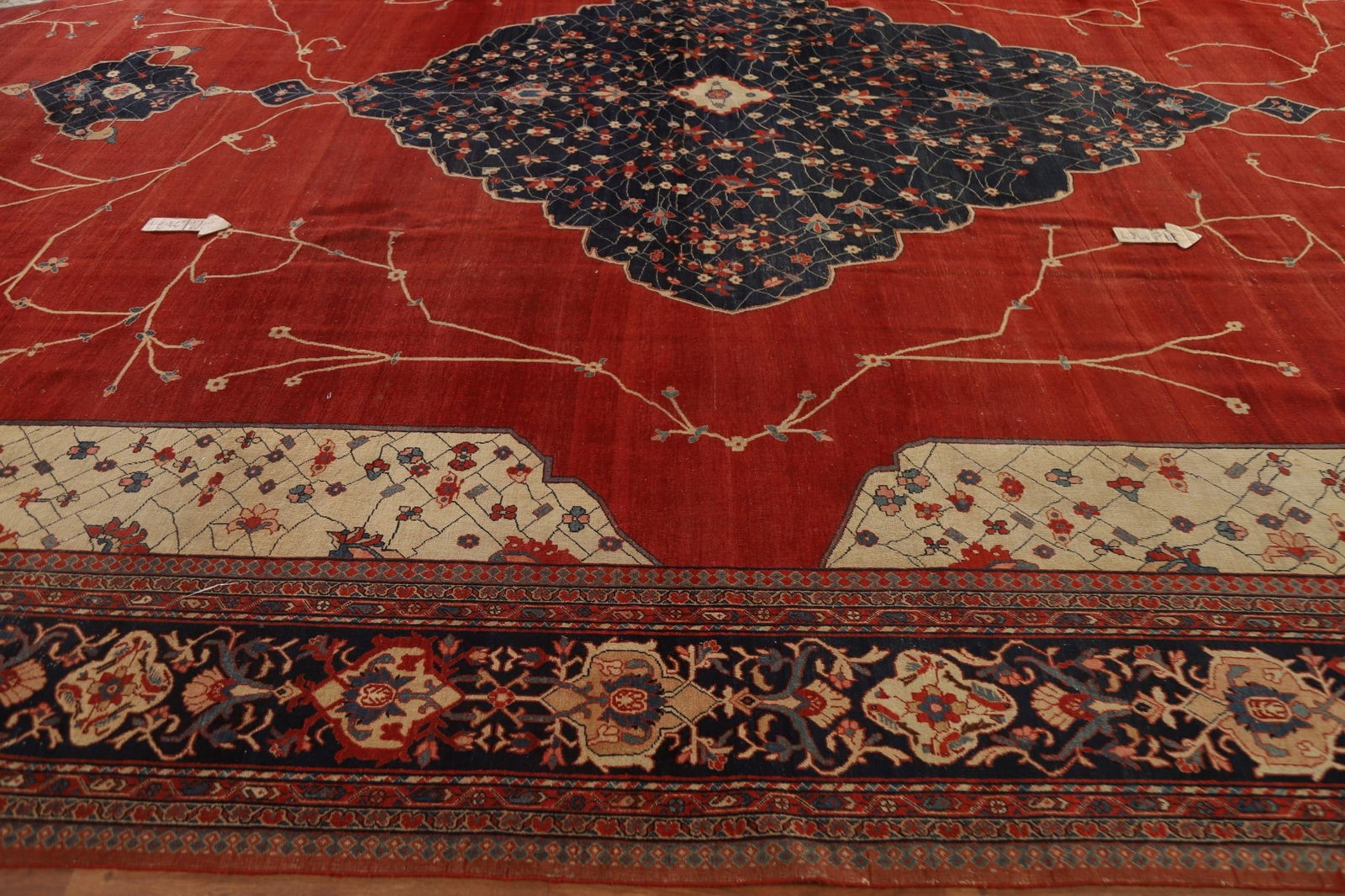 Masterpiece Antique Sarouk Farahan Open Filed Persian Rug 14x20 - 16