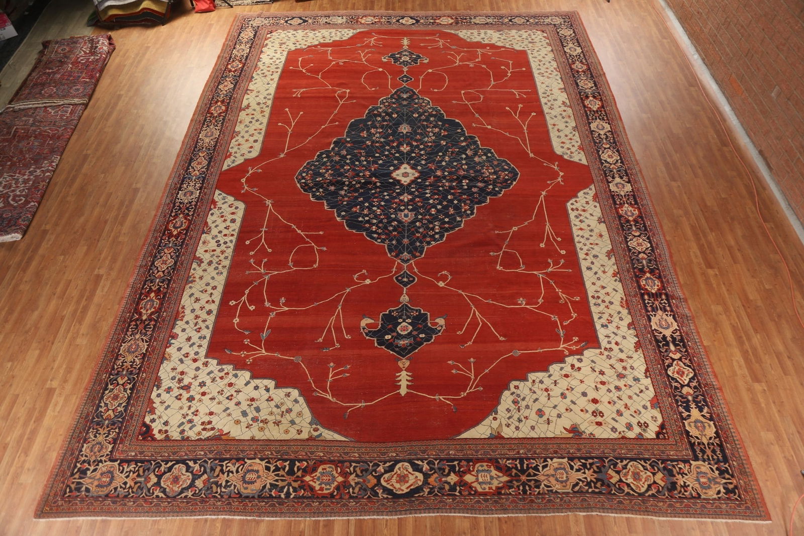 Masterpiece Antique Sarouk Farahan Open Filed Persian Rug 14x20 - 3