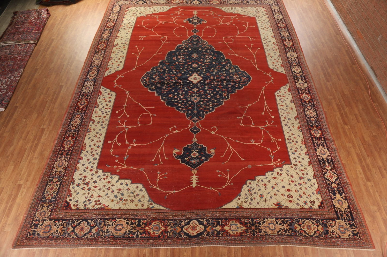 Masterpiece Antique Sarouk Farahan Open Filed Persian Rug 14x20 - 6