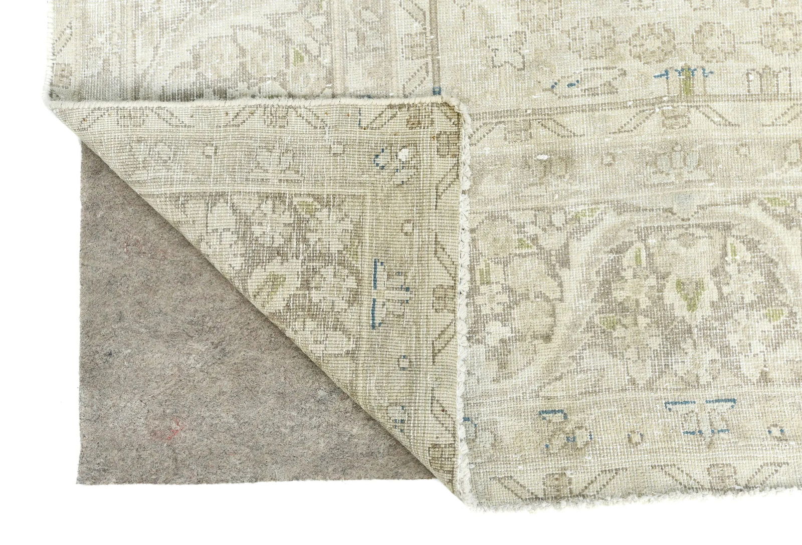 Muted Beige Floral 8X11 Distressed Vintage Oriental Rug - 12