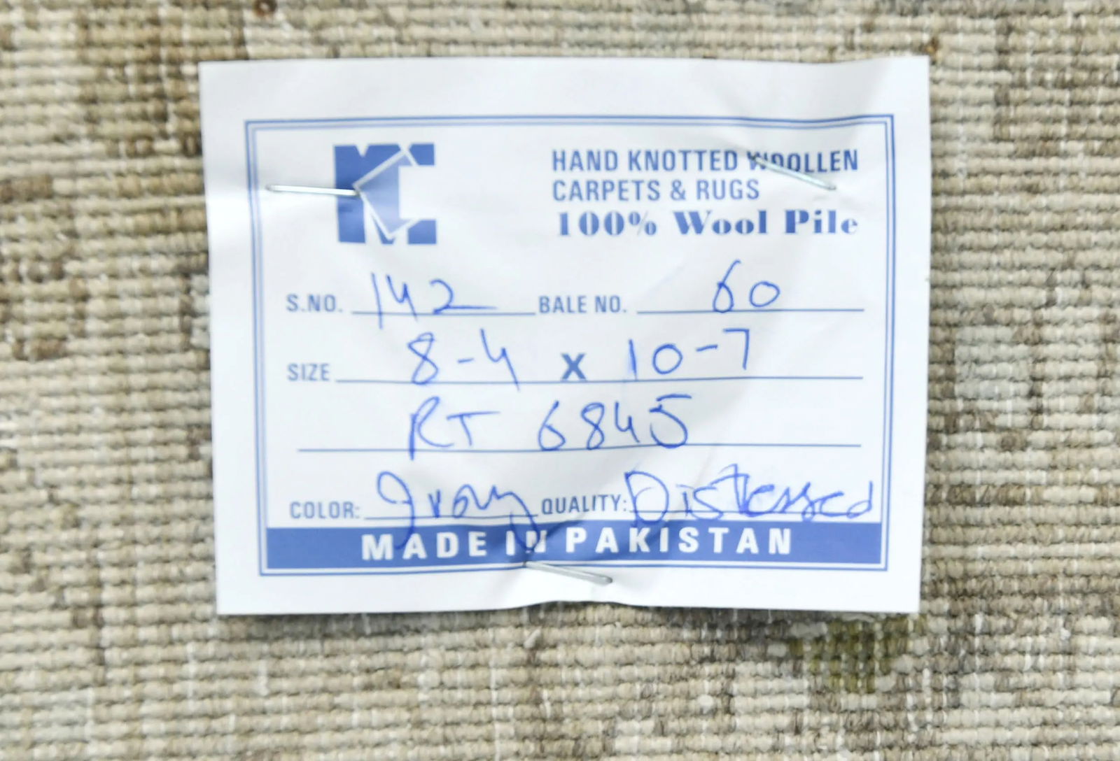 Muted Beige Floral 8X11 Distressed Vintage Oriental Rug - 13