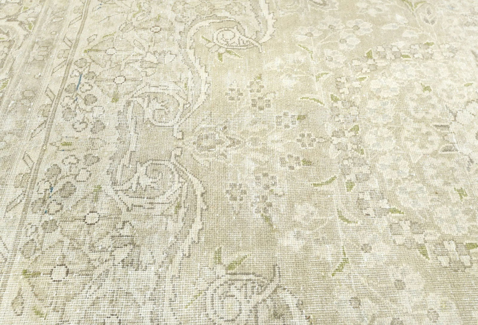 Muted Beige Floral 8X11 Distressed Vintage Oriental Rug - 6