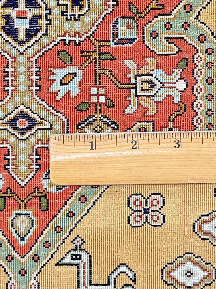 Hand-Knotted Persian Qum 100% Silk Semi-Antique Gold Oriental Rug 2'8" x 4'3" - 5