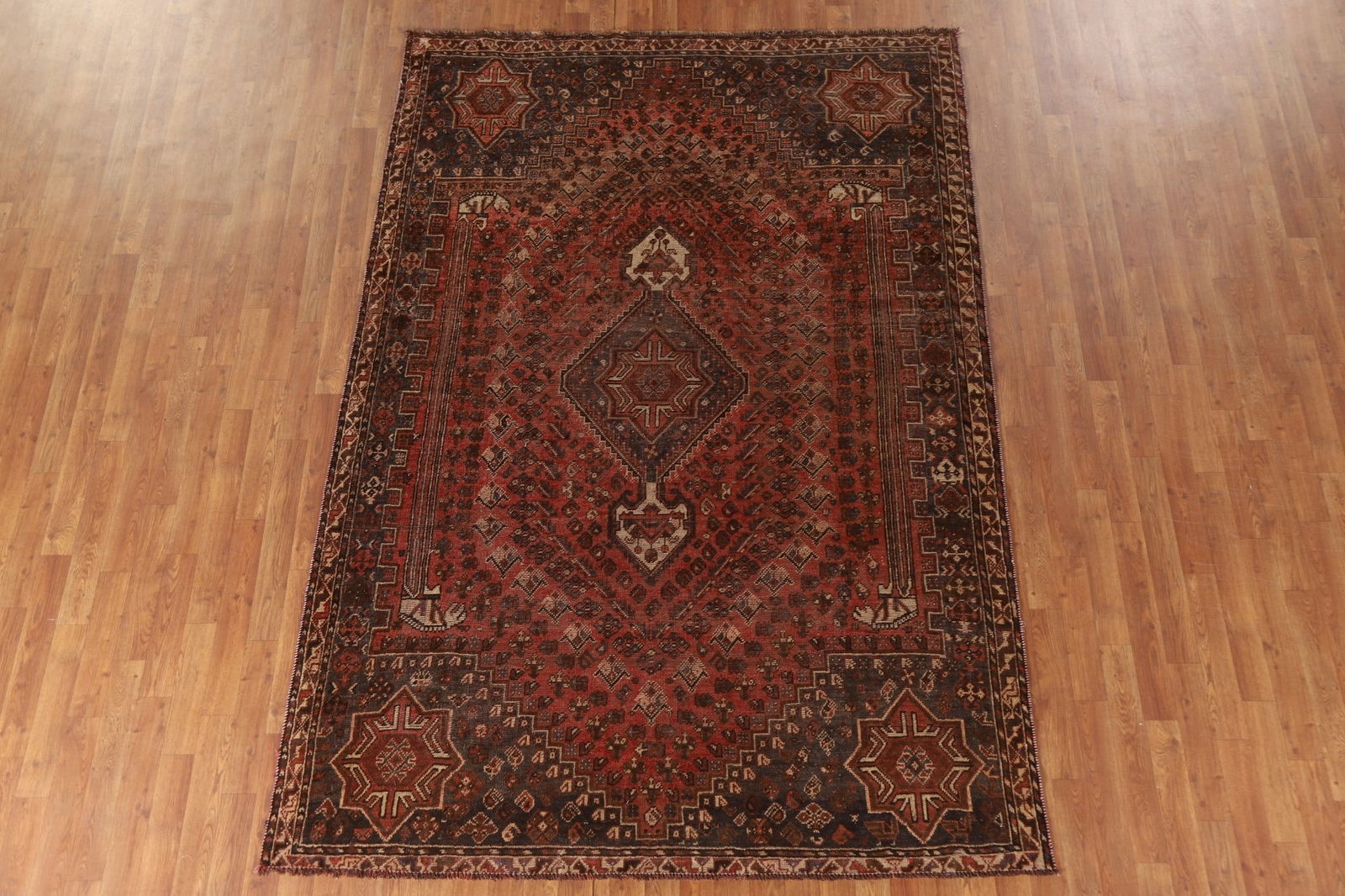 Vegetable Dye Antique Qashqai Persian Area Rug 6x9 - 17