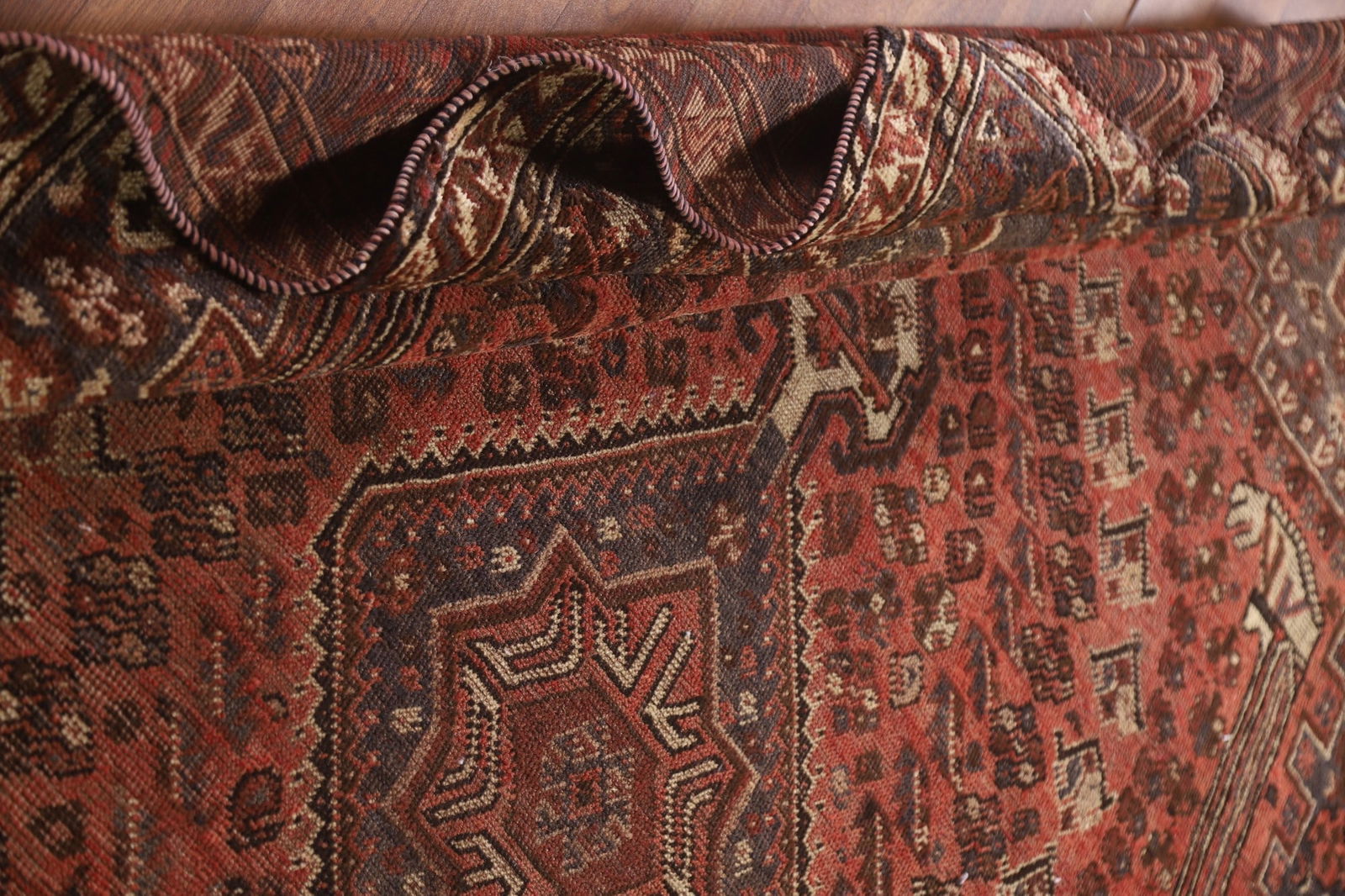 Vegetable Dye Antique Qashqai Persian Area Rug 6x9 - 19